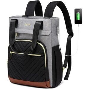 NEW 15.6 Inch Laptop Bag Backpack Grey&black&brown CONVERTIBLE TRAVEL BAG